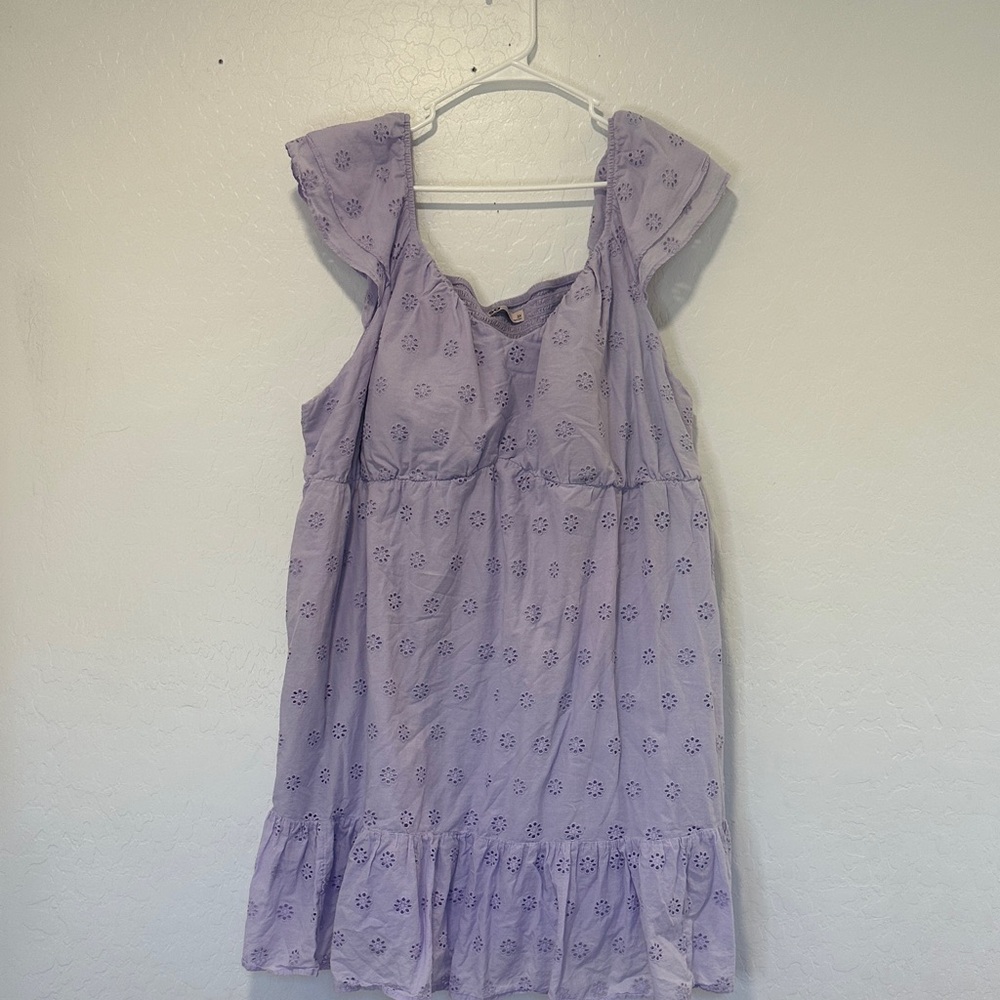 Juniors' Plus Size SO Flutter Sleeve Babydoll Dress 100% cotton 3X lavender‎